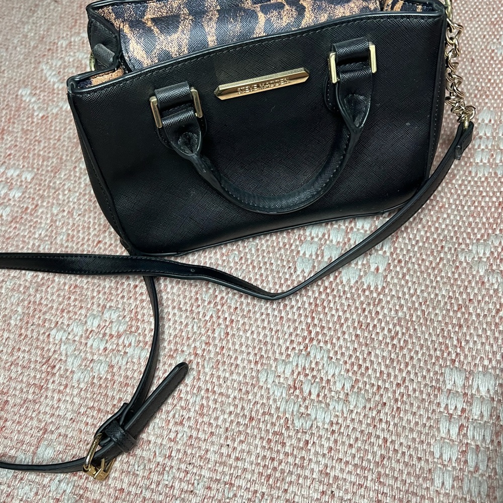 Steve Madden Black Satchel with Gold Accents